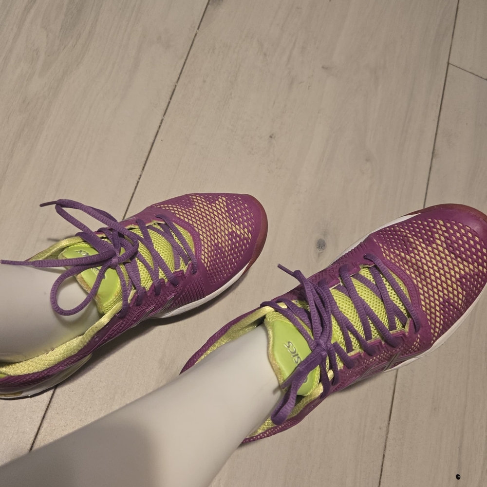 ASICS Women's Purple and Yellow Running Shoes - Picture 4 of 6